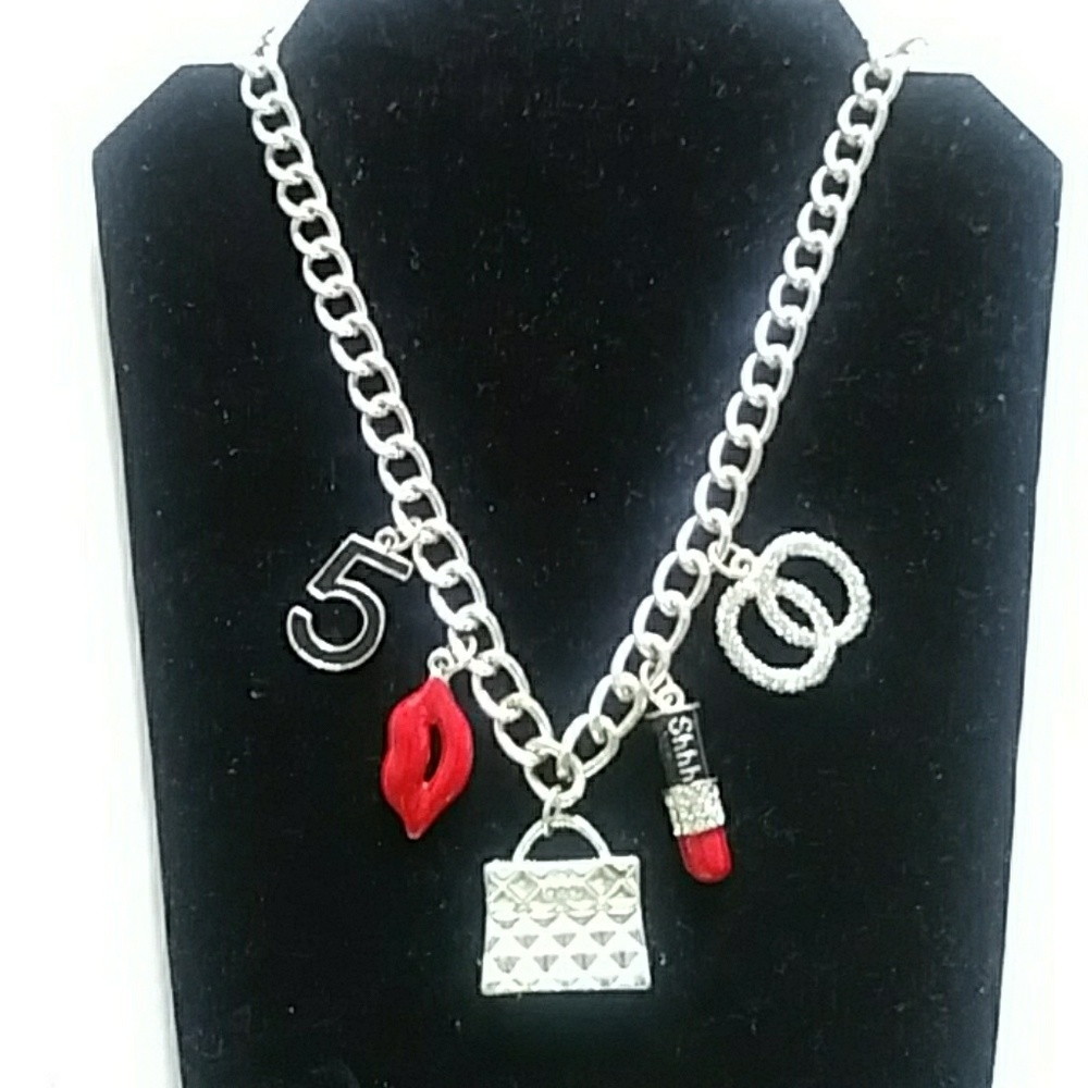 Silver Tone Charm Necklace